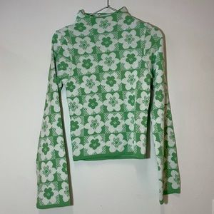 Green and White ASOS floral long sleeve sweater